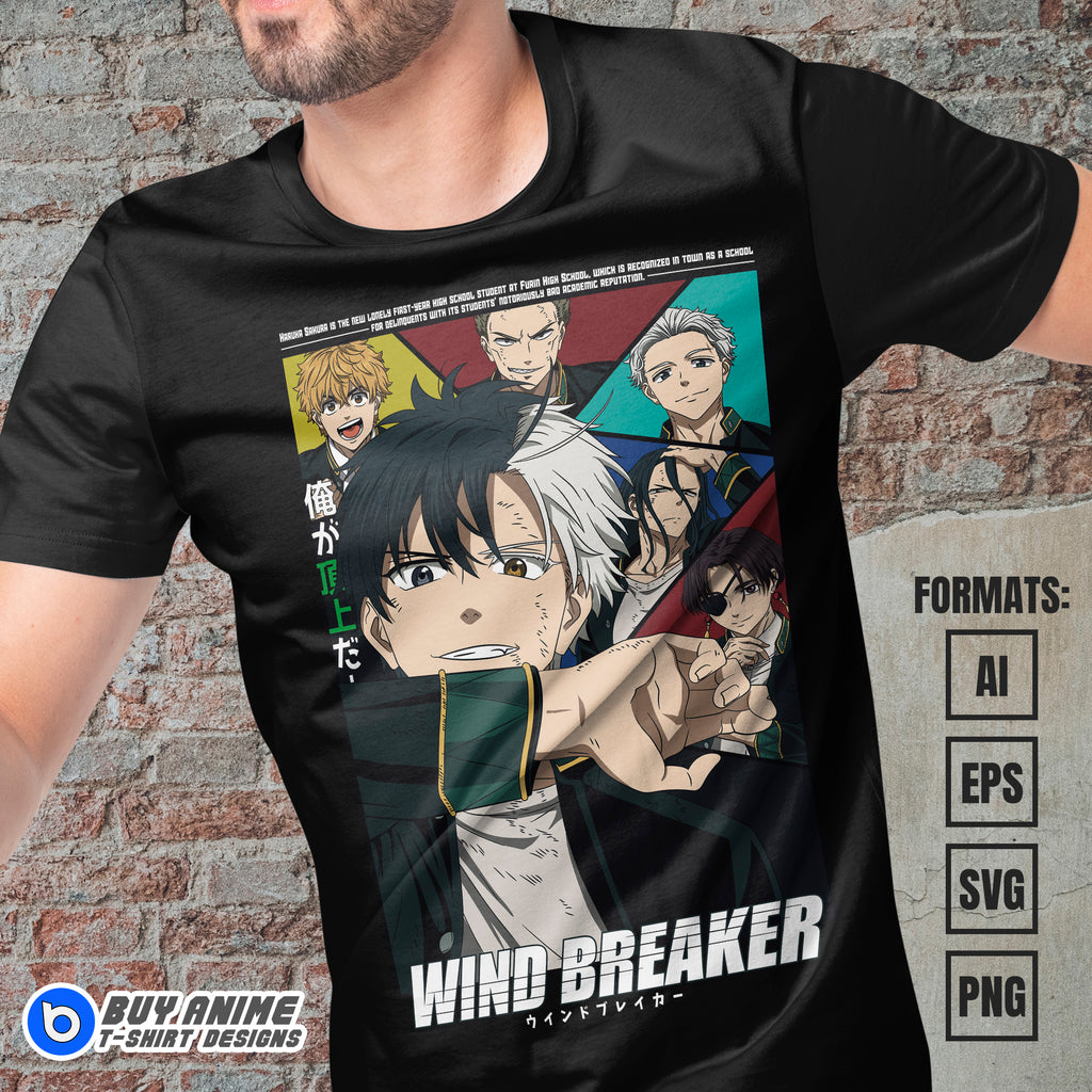 Premium Wind Breaker Anime Vector T-shirt Design Template #2