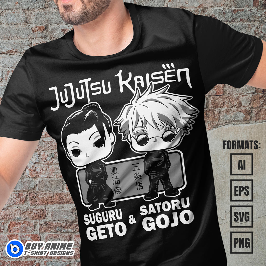 Premium Geto x Gojo Funko Jujutsu Kaisen Anime Vector T-shirt Design Template