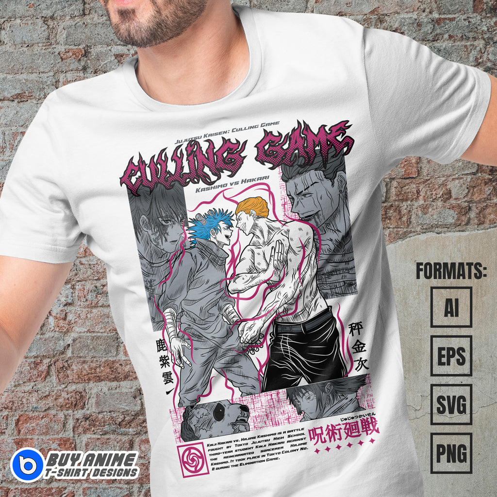 Premium Kashimo x Hakari Jujutsu Kaisen Anime Vector T-shirt Design Template