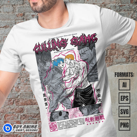 Premium Kashimo x Hakari Jujutsu Kaisen Anime Vector T-shirt Design Template