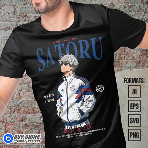 Premium Satoru Gojo x Paraguay World Cup 2026 Jujutsu Kaisen Anime Vector T-shirt Design Template