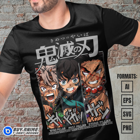 Premium Demon Slayer Anime Vector T-shirt Design Template #15
