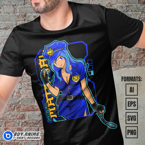 Premium Juvia Lockser Fairy Tail Anime Vector T-shirt Design Template