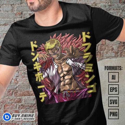 Premium Doflamingo One Piece Anime Vector T-shirt Design Template #4