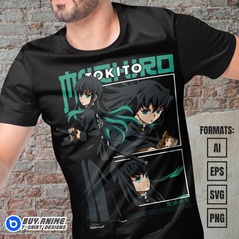 Premium Muichiro Demon Slayer Anime Vector T-shirt Design Template #2