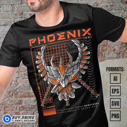 Premium Andromeda Mecha Saint Seiya Anime Vector T-shirt Design Template