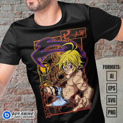 Premium Meliodas The Seven Deadly Sins Anime Vector T-shirt Design Template #3