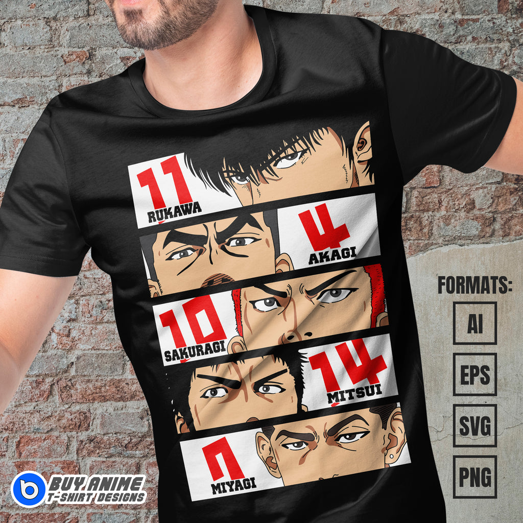 Premium Slam Dunk Anime Vector T-shirt Design Template