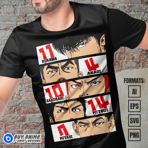 Premium Slam Dunk Anime Vector T-shirt Design Template