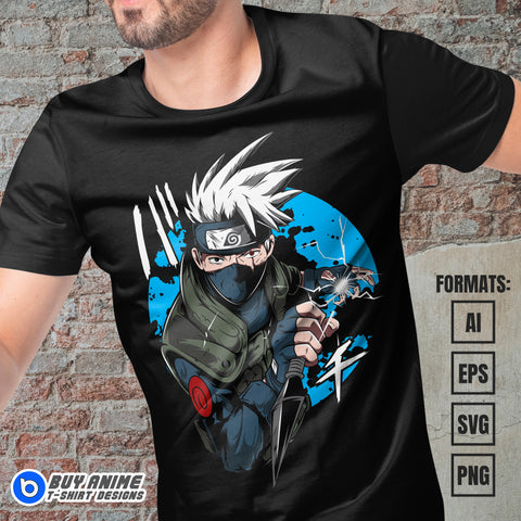 Premium Kakashi Hatake Naruto Anime Vector T-shirt Design Template #6