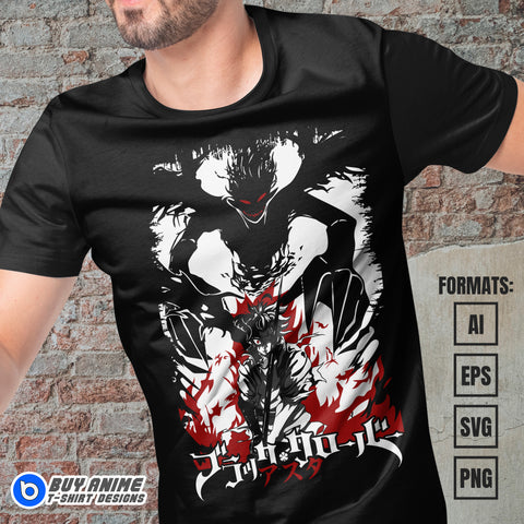 Premium Asta Black Clover Anime Vector T-shirt Design Template #14