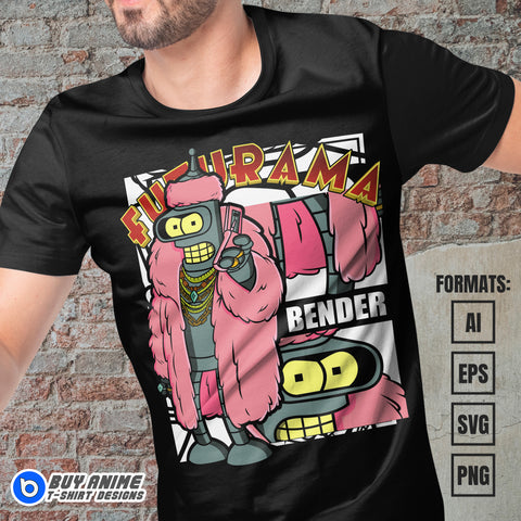 Premium Bender Futurama Vector T-shirt Design Template