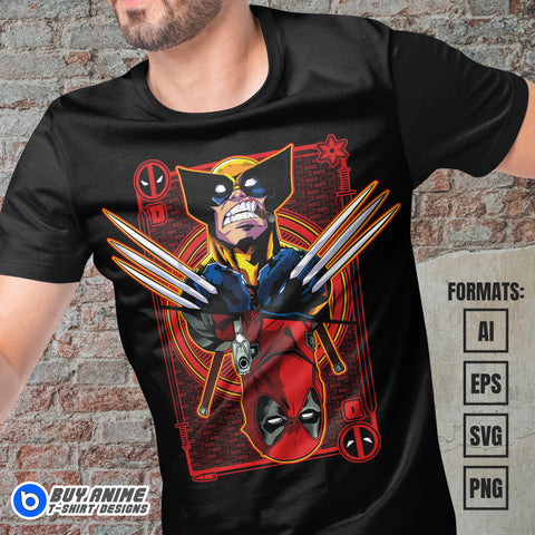 Premium Deadpool x Wolverine Vector T-shirt Design Template #6