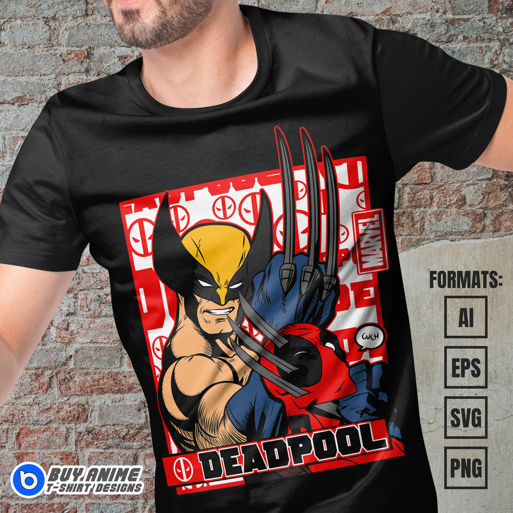 Premium Deadpool x Wolverine Vector T-shirt Design Template #7