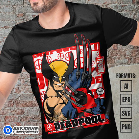 Premium Deadpool x Wolverine Vector T-shirt Design Template #7