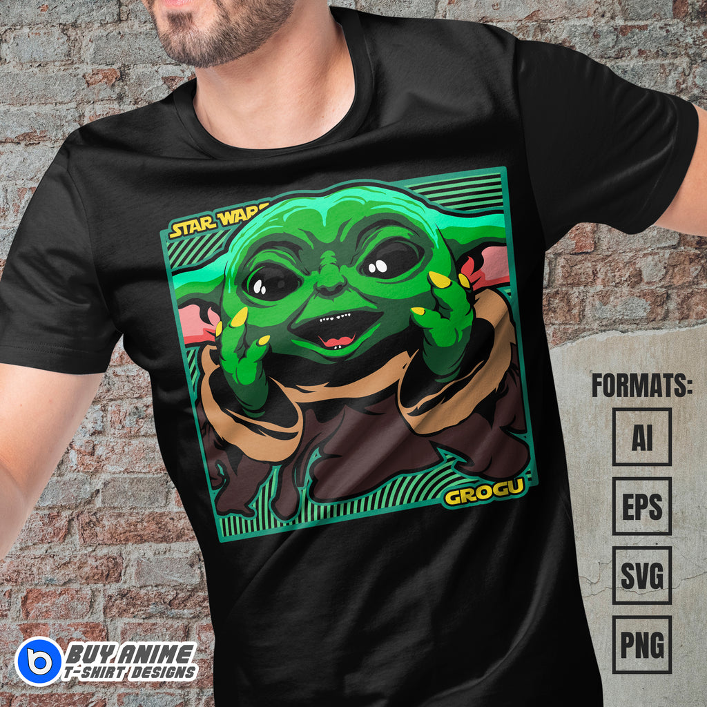 Premium Grogu Star Wars Vector T-shirt Design Template