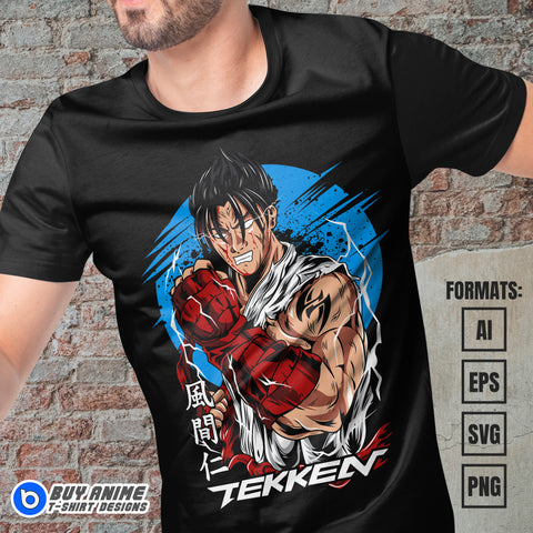 Premium Jin Kazama Tekken Vector T-shirt Design Template #2