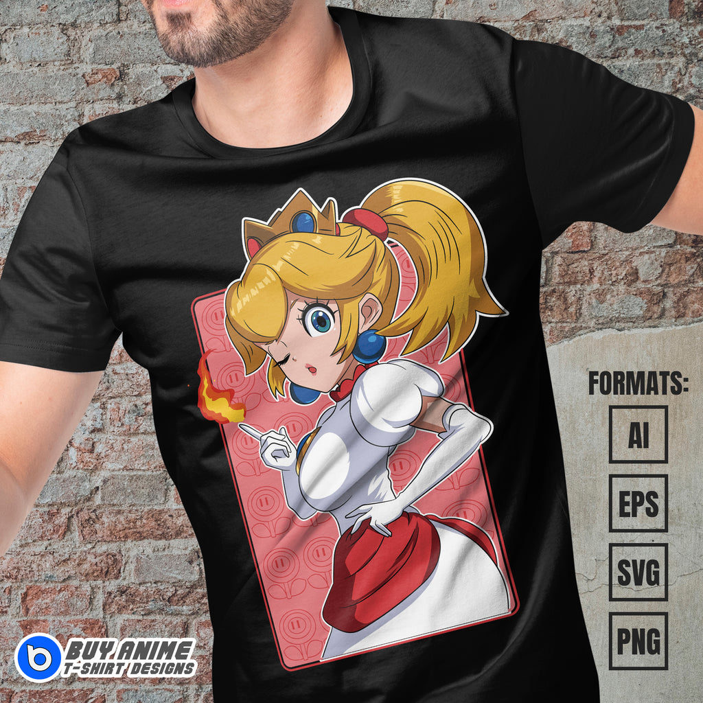 Premium Princess Peach Super Mario Vector T-shirt Design Template #6