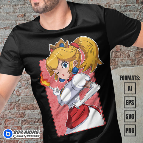 Premium Princess Peach Super Mario Vector T-shirt Design Template #6