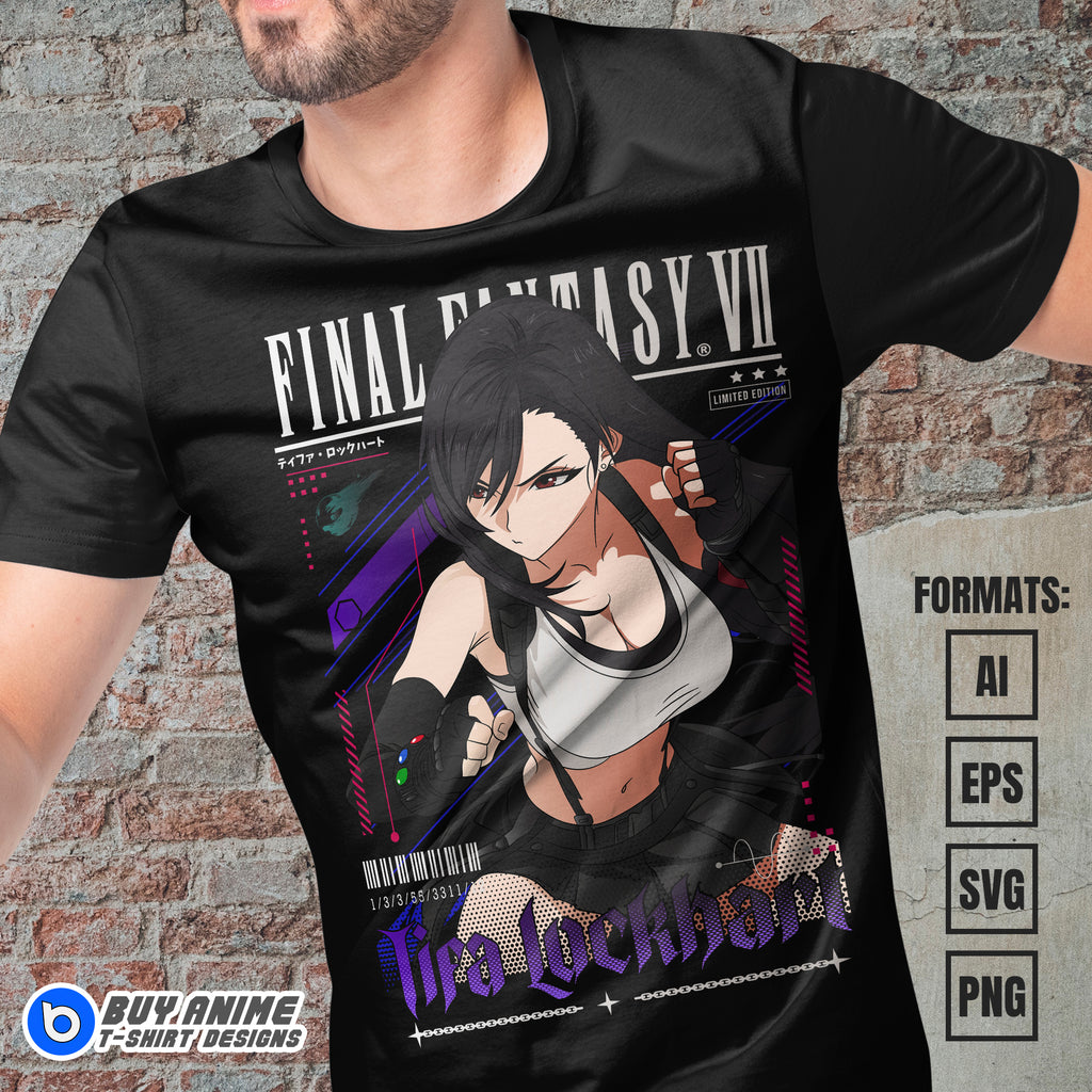 Premium Tifa Lockhart Final Fantasy VII Vector T-shirt Design Template
