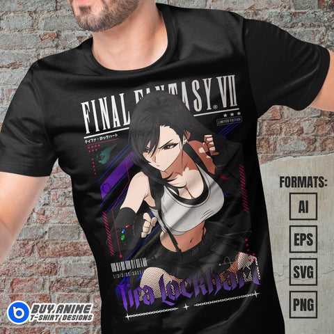 Premium Tifa Lockhart Final Fantasy VII Vector T-shirt Design Template