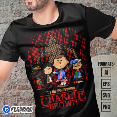 Premium Charlie Brown x Stranger Things Vector T-shirt Design Template