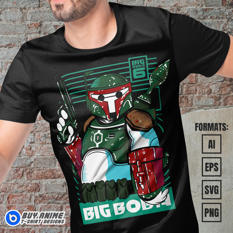 Premium Big Hero 6 x Boba Fett Vector T-shirt Design Template