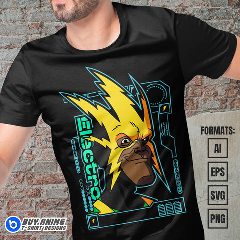 Premium Electro Spider-Man Vector T-shirt Design Template #2