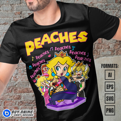 Premium Princess Peach Super Mario Vector T-shirt Design Template #7