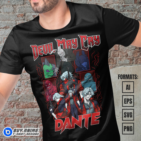 Premium Dante Devil May Cry Vector T-shirt Design Template #3